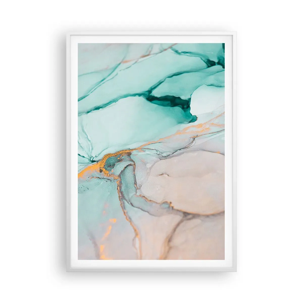 Plakat w białej ramie - Taniec kształtów i barw - 70x100 cm