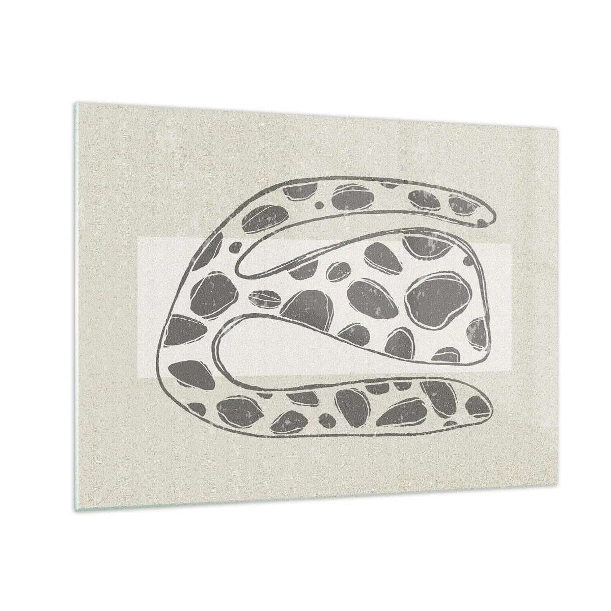 Obraz na szkle - Fantazyjna organiczna forma w odcieniach szarości na beżu - 70x50cm - Przedziwne stworzenie - Nowoczesna dekoracja ścienna do salonu i sypialni ARTTOR