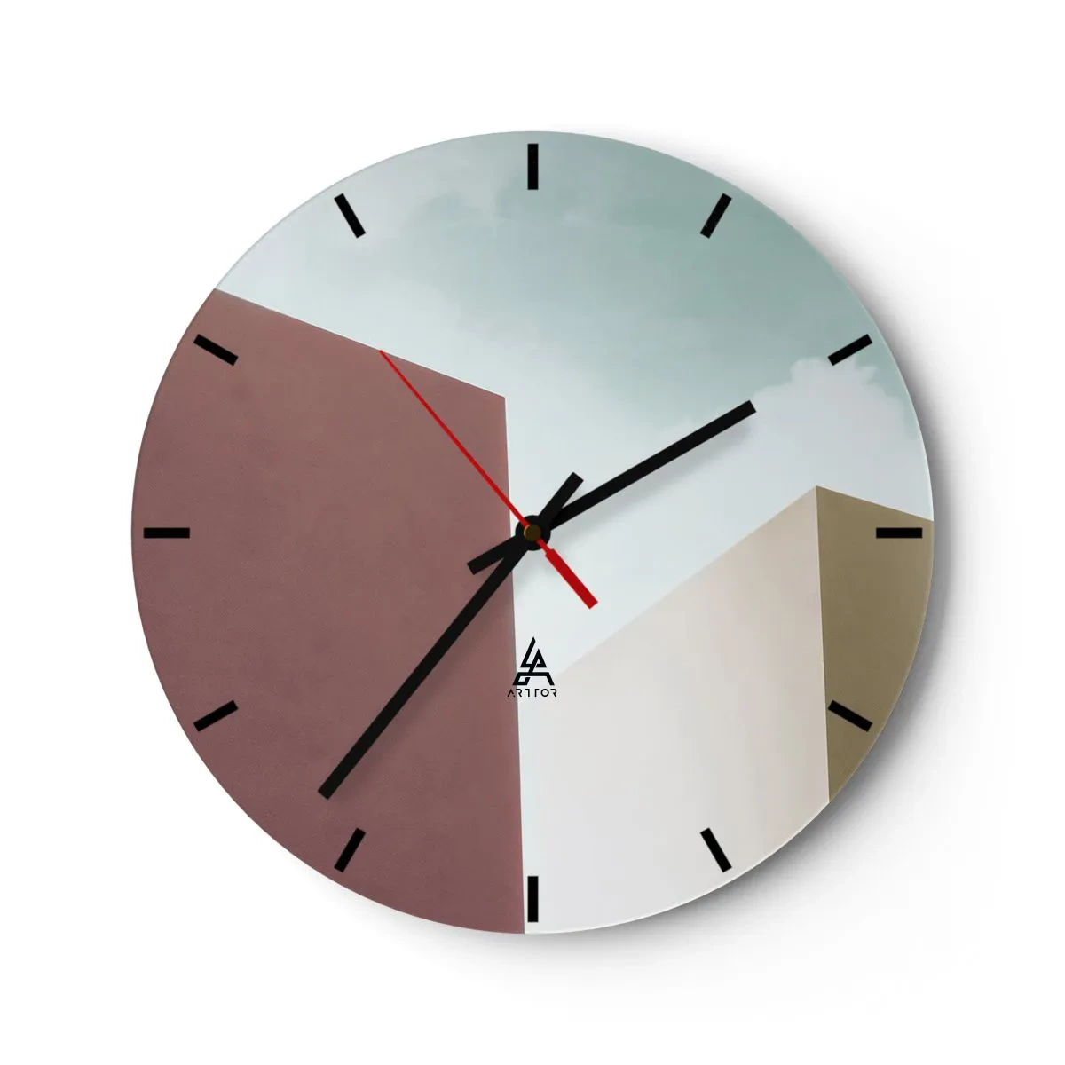 Zegar ścienny - Minimalistyczna architektura z geometrycznymi bryłami - 30x30cm - Geometria słonecznego lata - Nowoczesna dekoracja ścienna do salonu, kuchni i sypialni ARTTOR