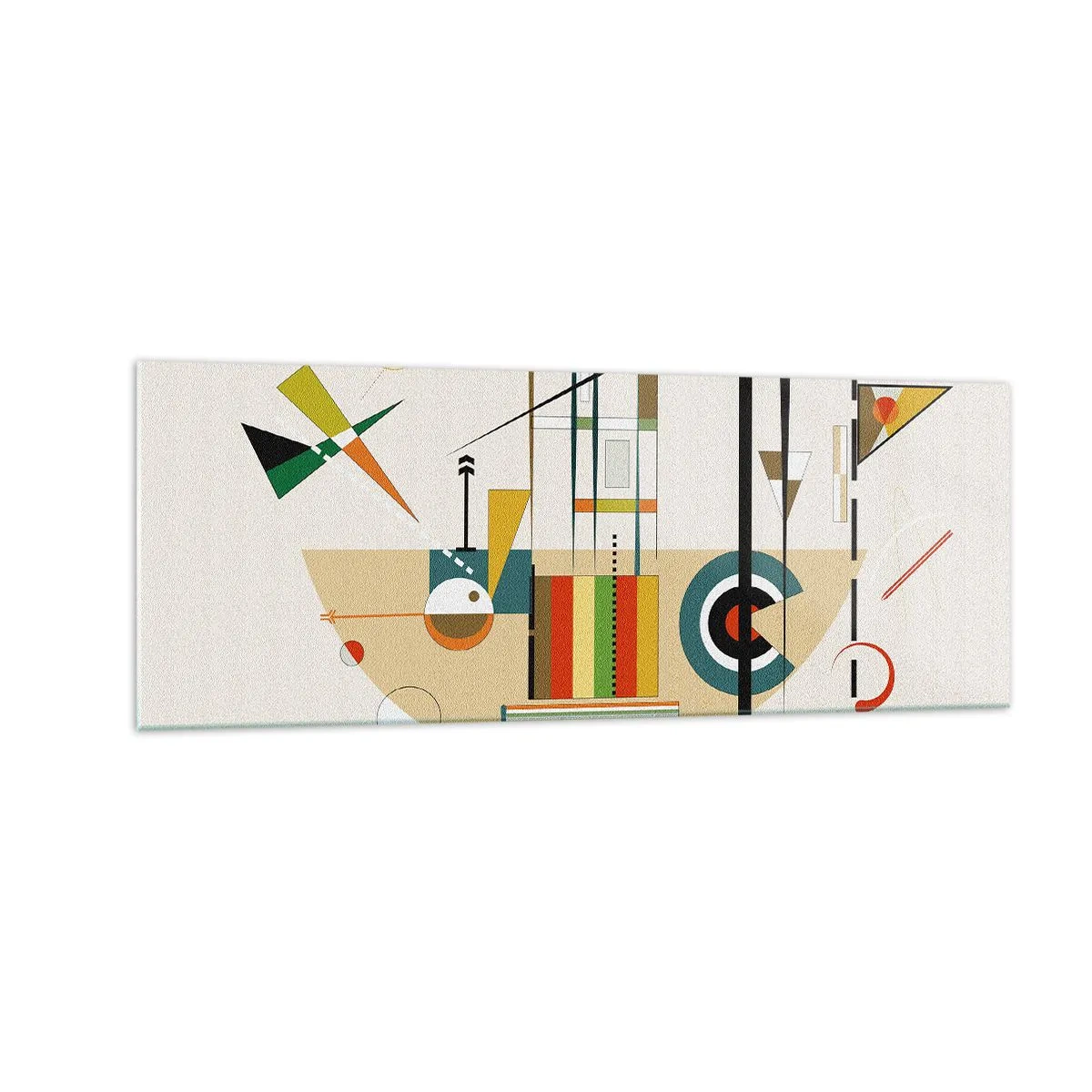Obraz na szkle - Kolorowa abstrakcja z geometrycznymi kształtami - 140x50cm - I świat się śmieje - Nowoczesna dekoracja ścienna do salonu i sypialni ARTTOR