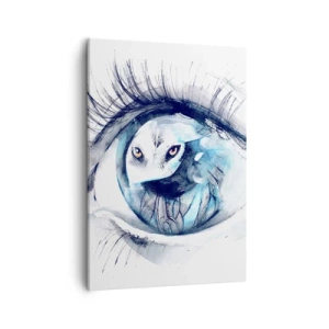 Obraz na płótnie - Ilustracja oka z ptakiem w technice akwareli - 50x70cm - Oko w oko z dzikością - Nowoczesna dekoracja ścienna do salonu, kuchni i sypialni ARTTOR