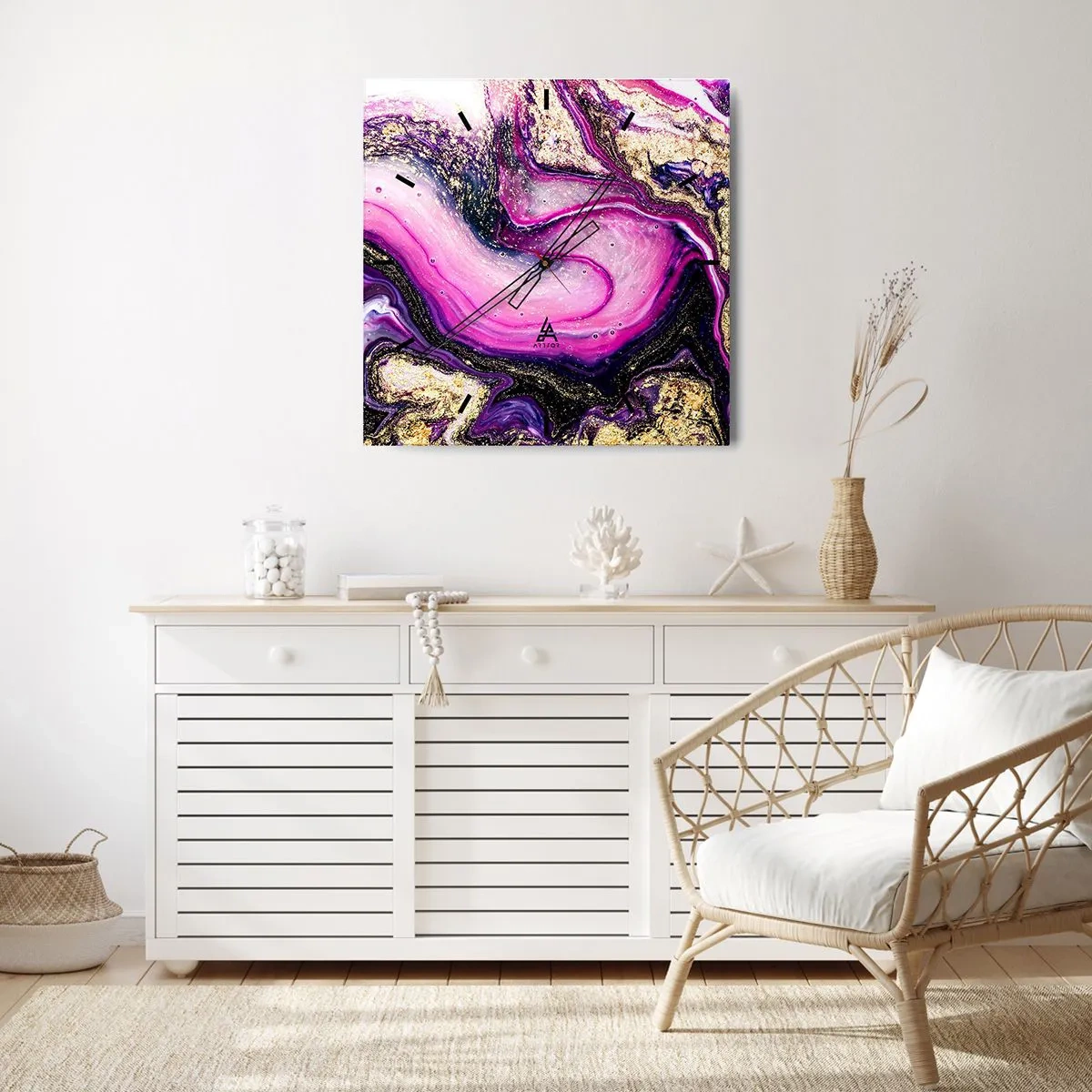 Zegar ścienny - Chwila za kulisami - 40x40 cm