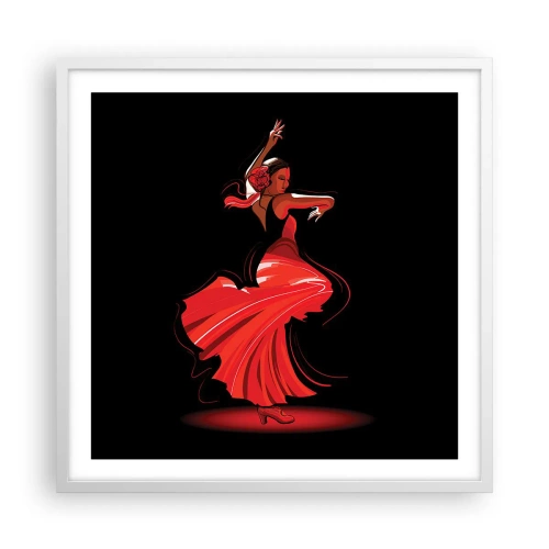 Plakat w białej ramie - Ognisty duch flamenco - 60x60 cm