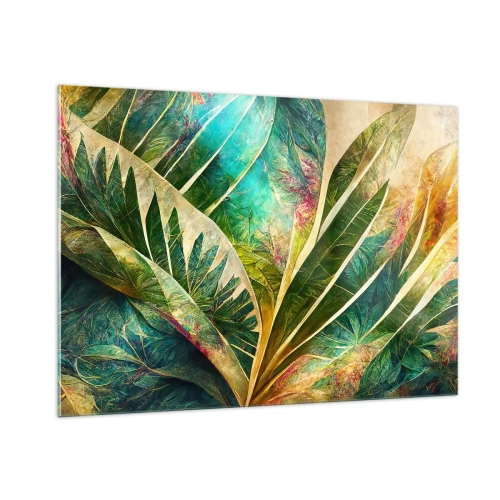 Obraz na szkle - Kolorowe liście o tropikalnym charakterze - 100x70cm - Barwy tropików - Nowoczesna dekoracja ścienna do salonu, kuchni i sypialni ARTTOR