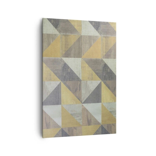 Obraz na płótnie - Geometryczna kompozycja trójkątów w odcieniach ziemi - 70x100cm - Pod kątem trójkąta - Nowoczesna dekoracja ścienna do salonu i sypialni ARTTOR