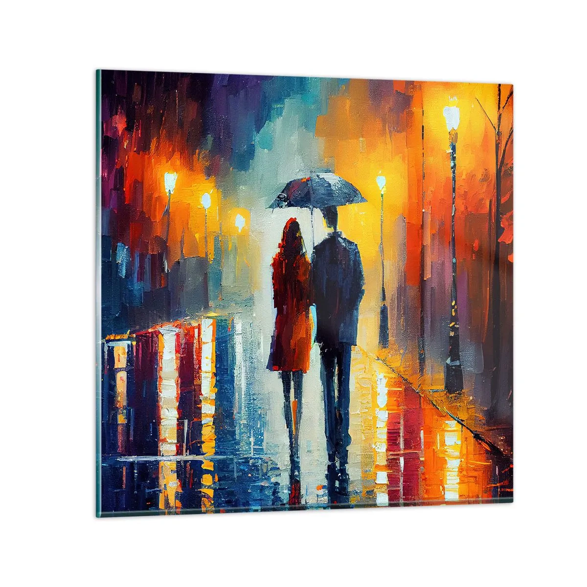 Obraz na szkle - Razem – kolorowa noc - 40x40 cm
