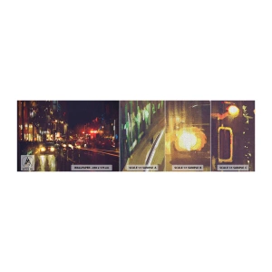 Fototapeta Próbka Premium Canvas - Zatopiona w światłach nocy - Miasto, Architektura, Nocne Życie - 100x30 cm