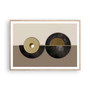 Plakat w ramie jasny dąb - Wariacje wokół koła - 100x70 cm