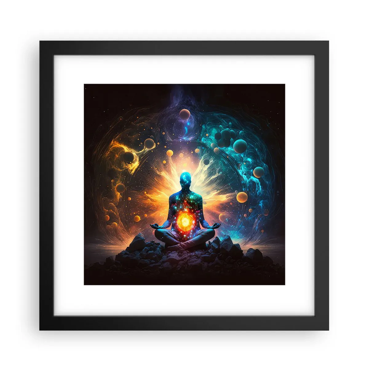 Plakat w czarnej ramie - Kosmiczny spokój - 30x30 cm