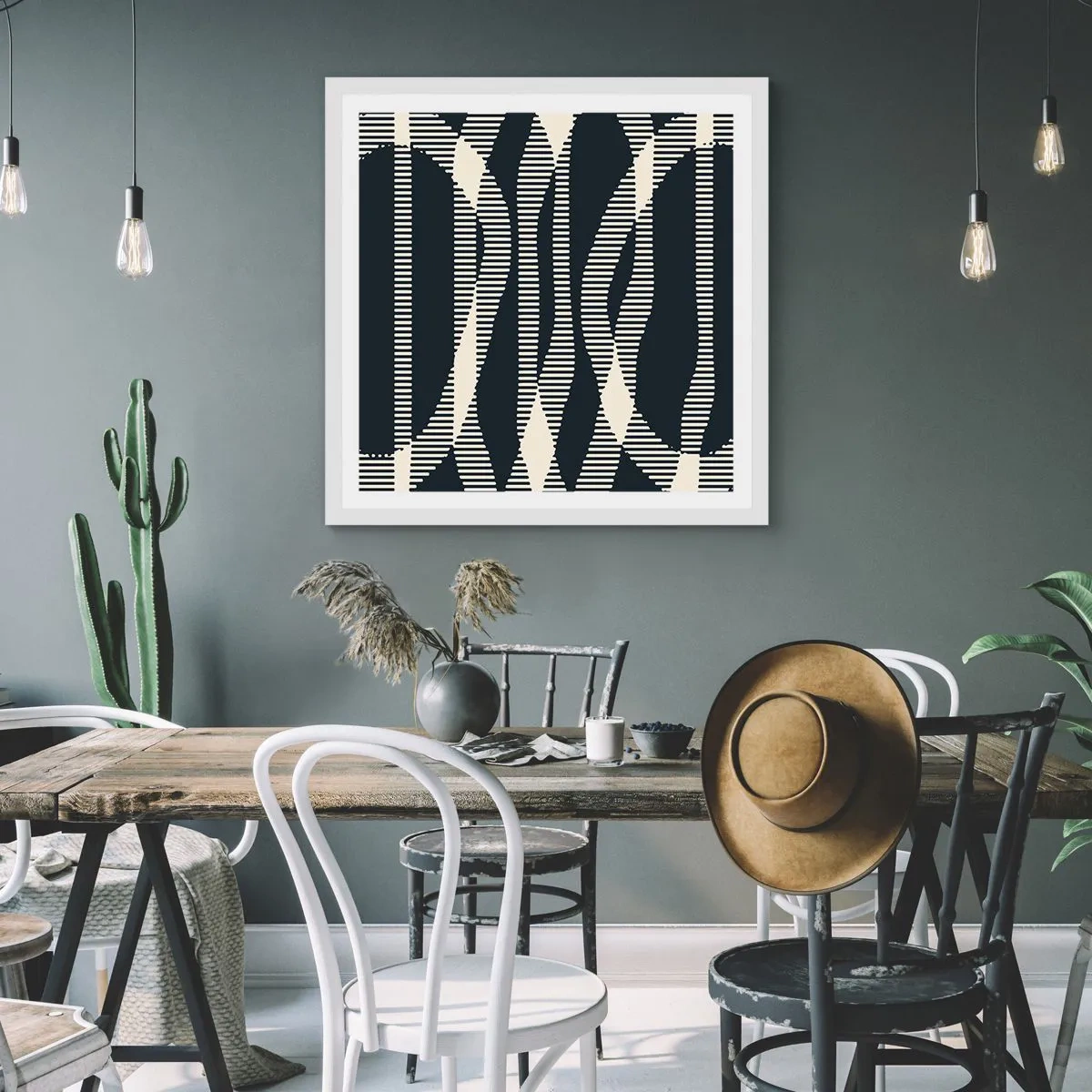 Plakat w białej ramie - Próba przełamania ciemności - 50x50 cm