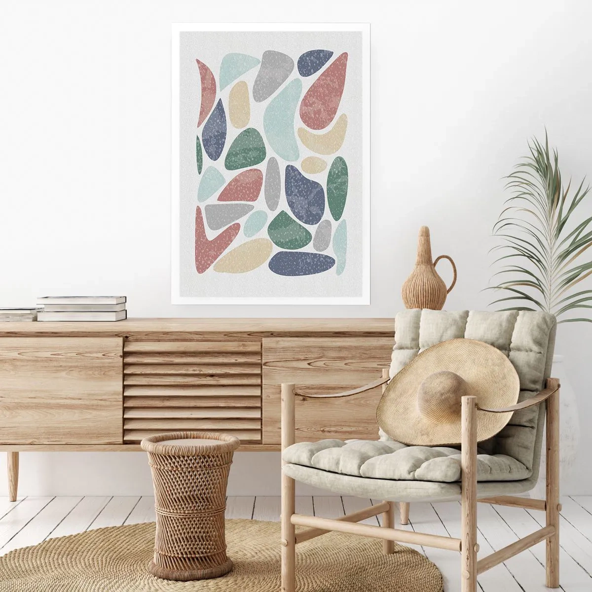 Plakat - Abstrakcyjne kamienie w pastelowych odcieniach - 50x70cm - Mozaika pudrowanych barw - Nowoczesna dekoracja ścienna do salonu, kuchni i sypialni ARTTOR