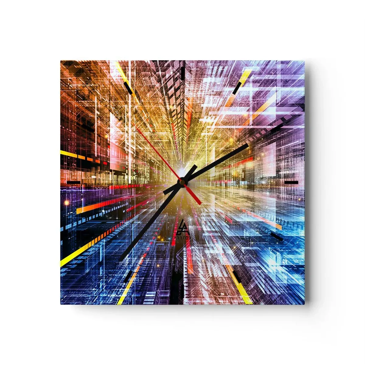 Zegar ścienny - Dynamiczne światła w futurystycznym korytarzu - 30x30cm - Świetlny korytarz - Nowoczesna dekoracja ścienna do salonu i sypialni ARTTOR