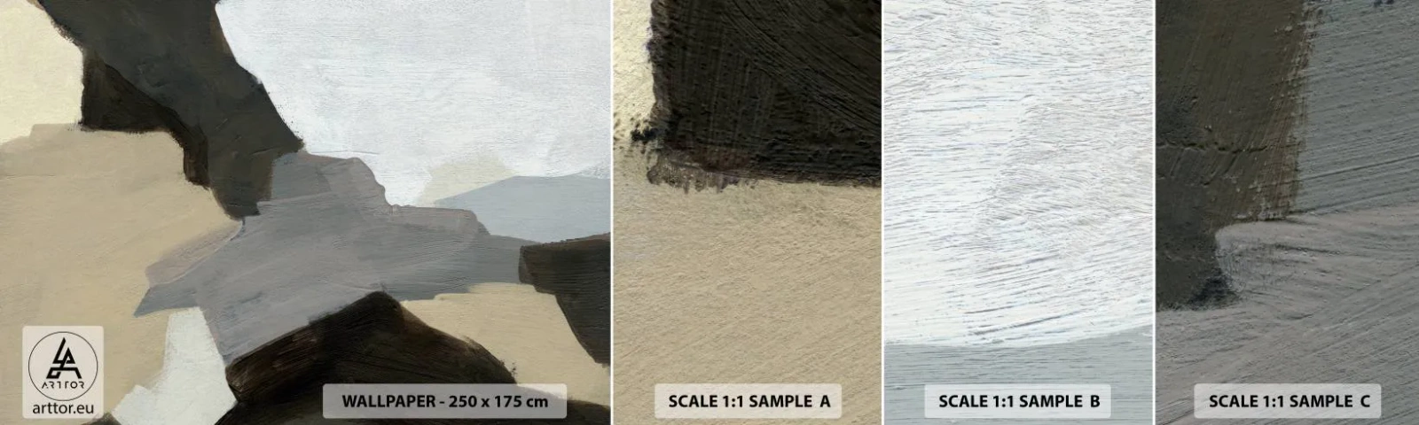 Fototapeta Próbka Samoprzylepna Deluxe Sticker - Abstrakcja: rozstaje szarości - Abstrakcja, Sztuka, Farby - 100x30 cm