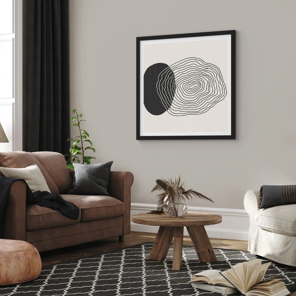 Plakat w czarnej ramie - Trwanie i drganie - 60x60 cm