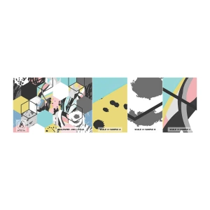 Fototapeta Próbka Standard Eco - Sześciokąty i sześciany w sześciu barwach - Abstrakcja, Sztuka, Nowoczesny Wzór - 100x30 cm