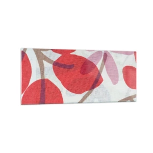 Obraz na szkle - Kwiaty i liście w odcieniach czerwieni i różu - 120x50cm - Kompozycja kwiatowa w różu - Nowoczesna dekoracja ścienna do salonu i sypialni ARTTOR