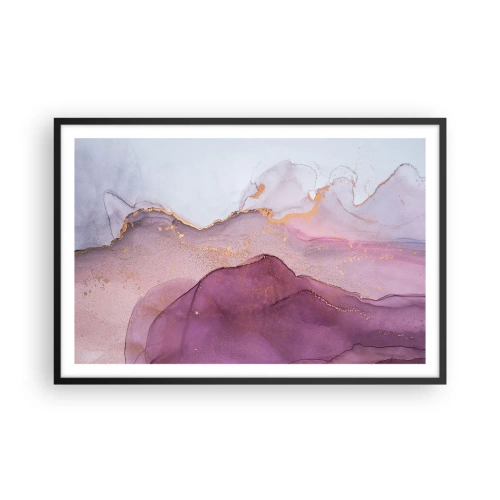Plakat w czarnej ramie - Fale lila i fioletu - 91x61 cm