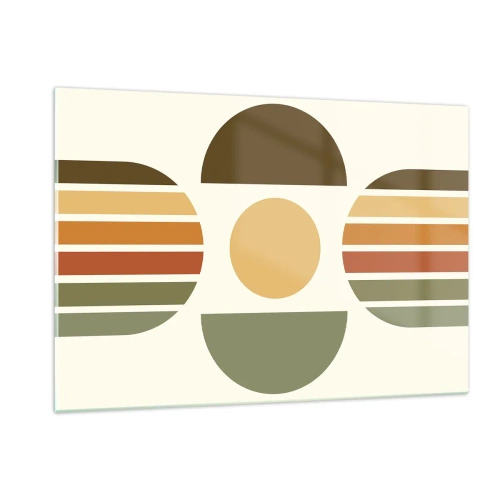 Obraz na szkle - Abstract geometric design with earthy tones and bold shapes - 120x80cm - W kolorach ziemi - Nowoczesna dekoracja ścienna do salonu, kuchni i sypialni ARTTOR