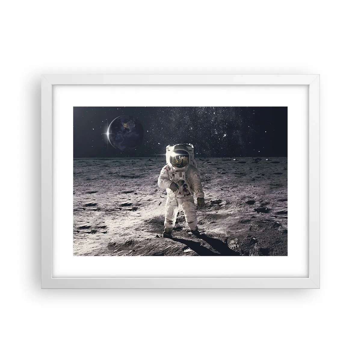 Plakat w białej ramie - Pozdrowienia z Księżyca - 40x30 cm