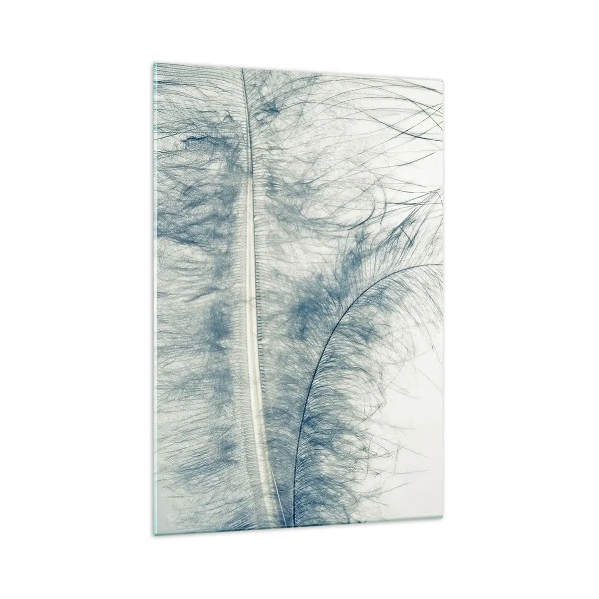 Obraz na szkle - Delikatne pióro w pastelowych odcieniach na jasnym tle - 70x100cm - Szept natury - Nowoczesna dekoracja ścienna do salonu i sypialni ARTTOR