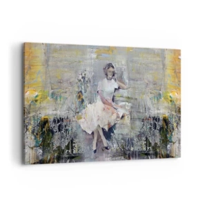 Obraz na płótnie - Artystyczny portret kobiety w pastelowych barwach - 120x80cm - Klasyczna i nowoczesna - Nowoczesna dekoracja ścienna do salonu, kuchni i sypialni ARTTOR