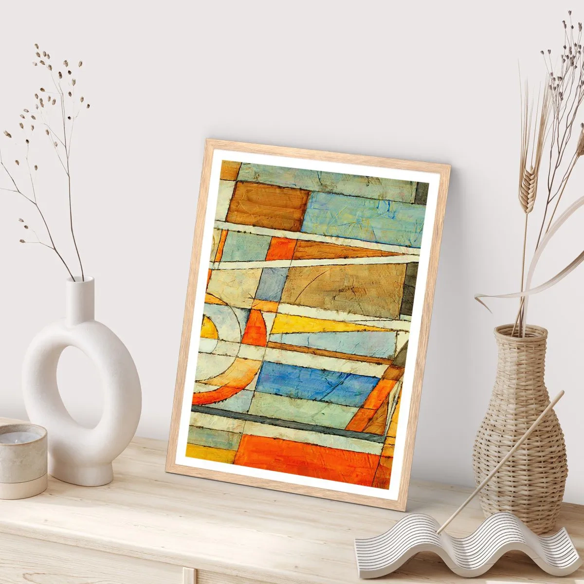 Plakat w ramie jasny dąb - Kubizm na budowie - 30x40 cm