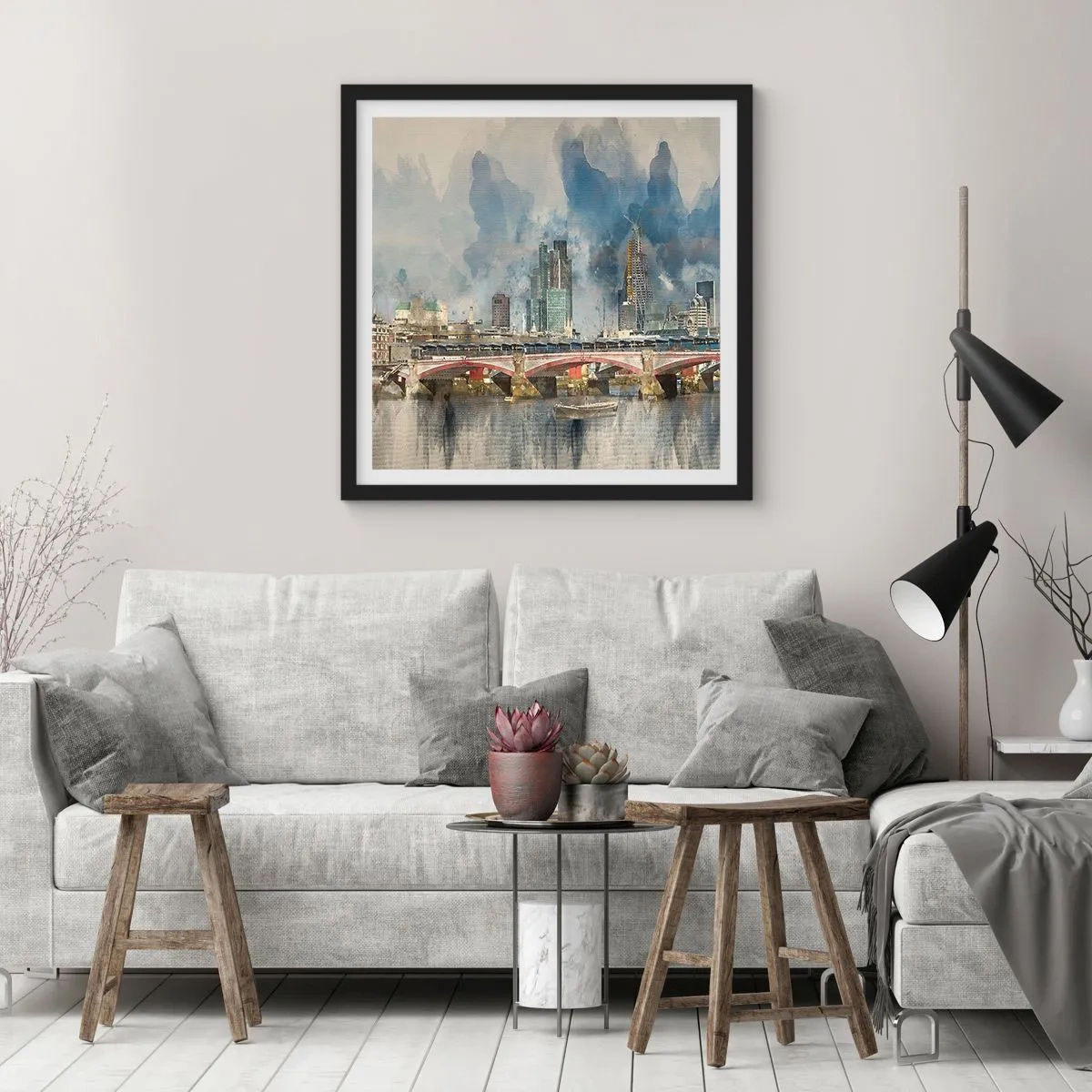 Plakat w czarnej ramie - Londyn w całej okazałości - 50x50 cm