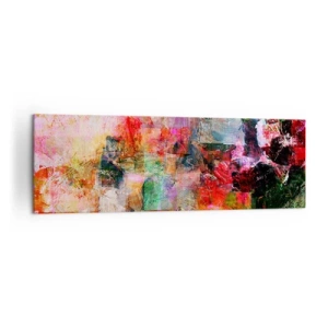 Obraz na płótnie - Abstrakcyjna kompozycja z dominującymi różowymi i czerwonymi tonami - 160x50cm - Podróż poprzez róż - Nowoczesna dekoracja ścienna do salonu i sypialni ARTTOR