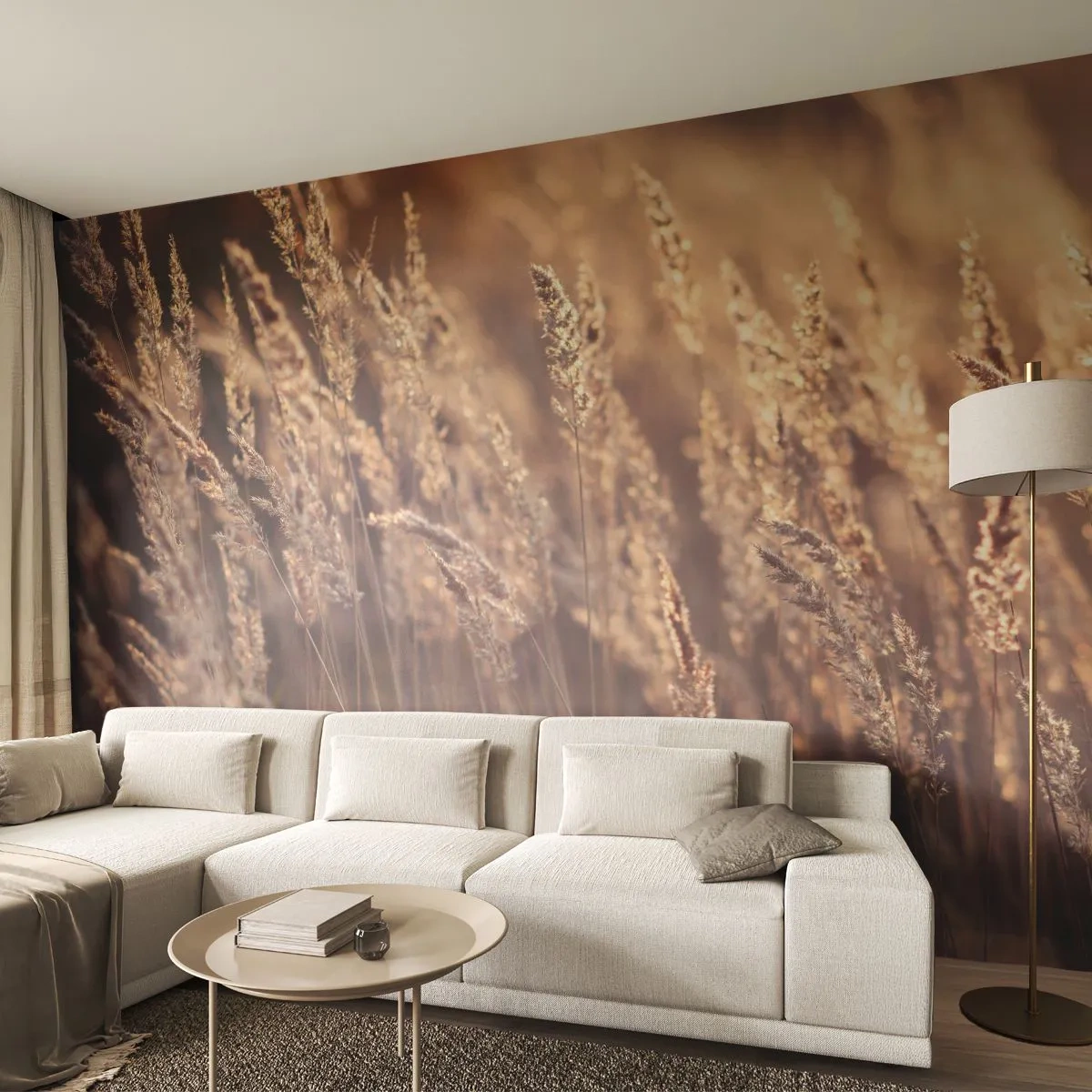 Fototapeta Premium Canvas - Gotowe na powitanie jesieni - Krajobraz, Kłosy Zboża, Łąka - 250x175 cm