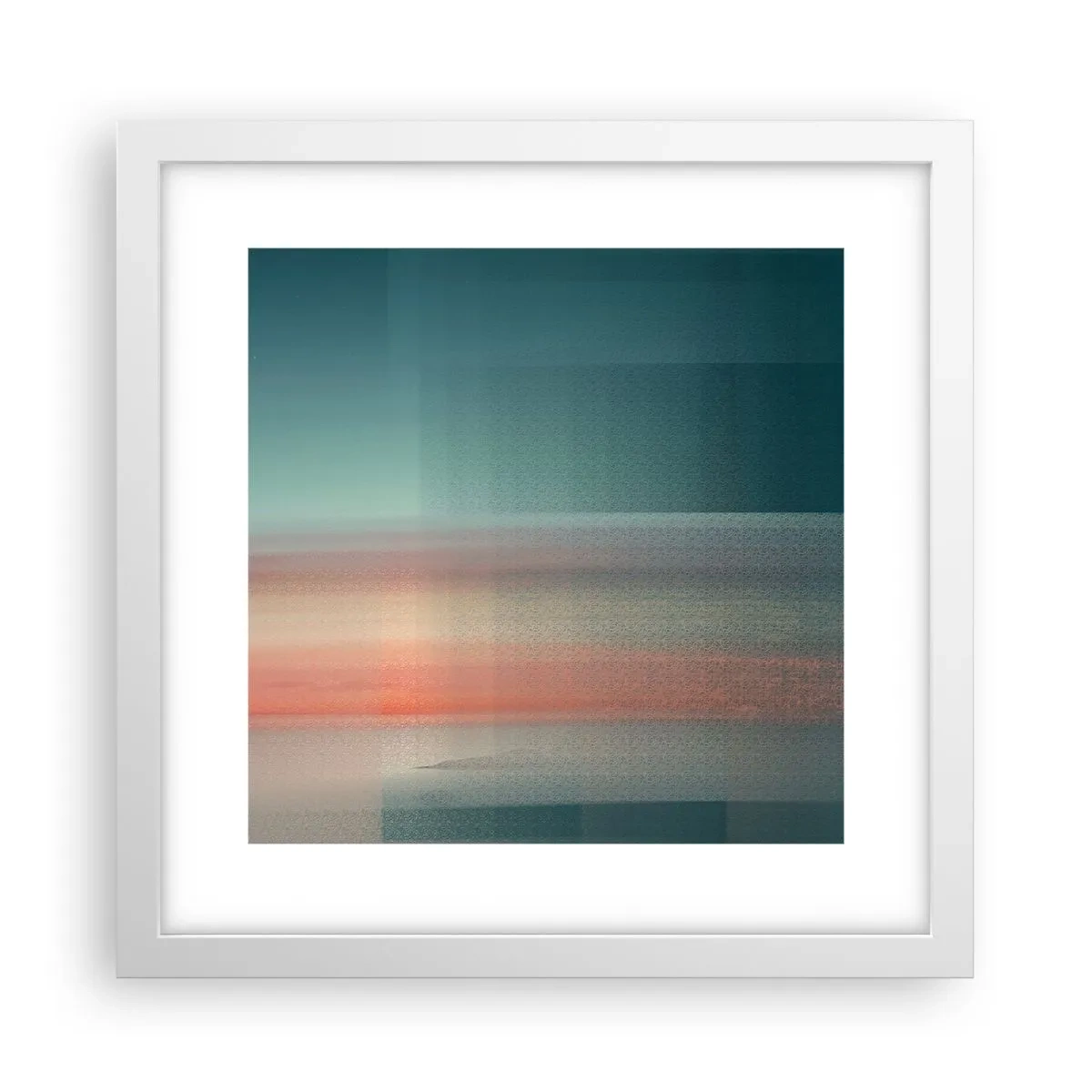 Plakat w białej ramie - Abstrakcja: fale światła - 30x30 cm