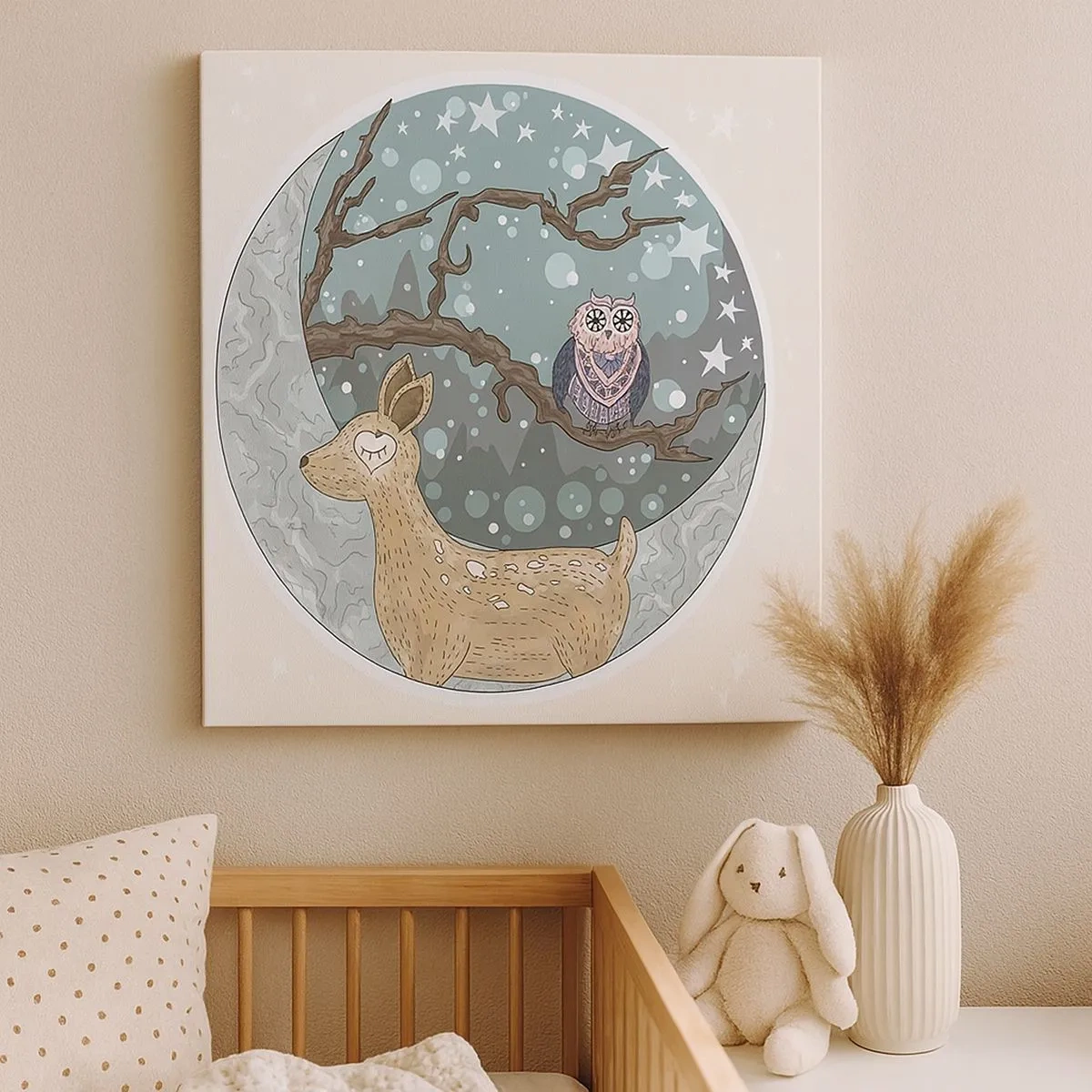 Obraz na płótnie - Bajkowa, leśna noc - 30x30 cm