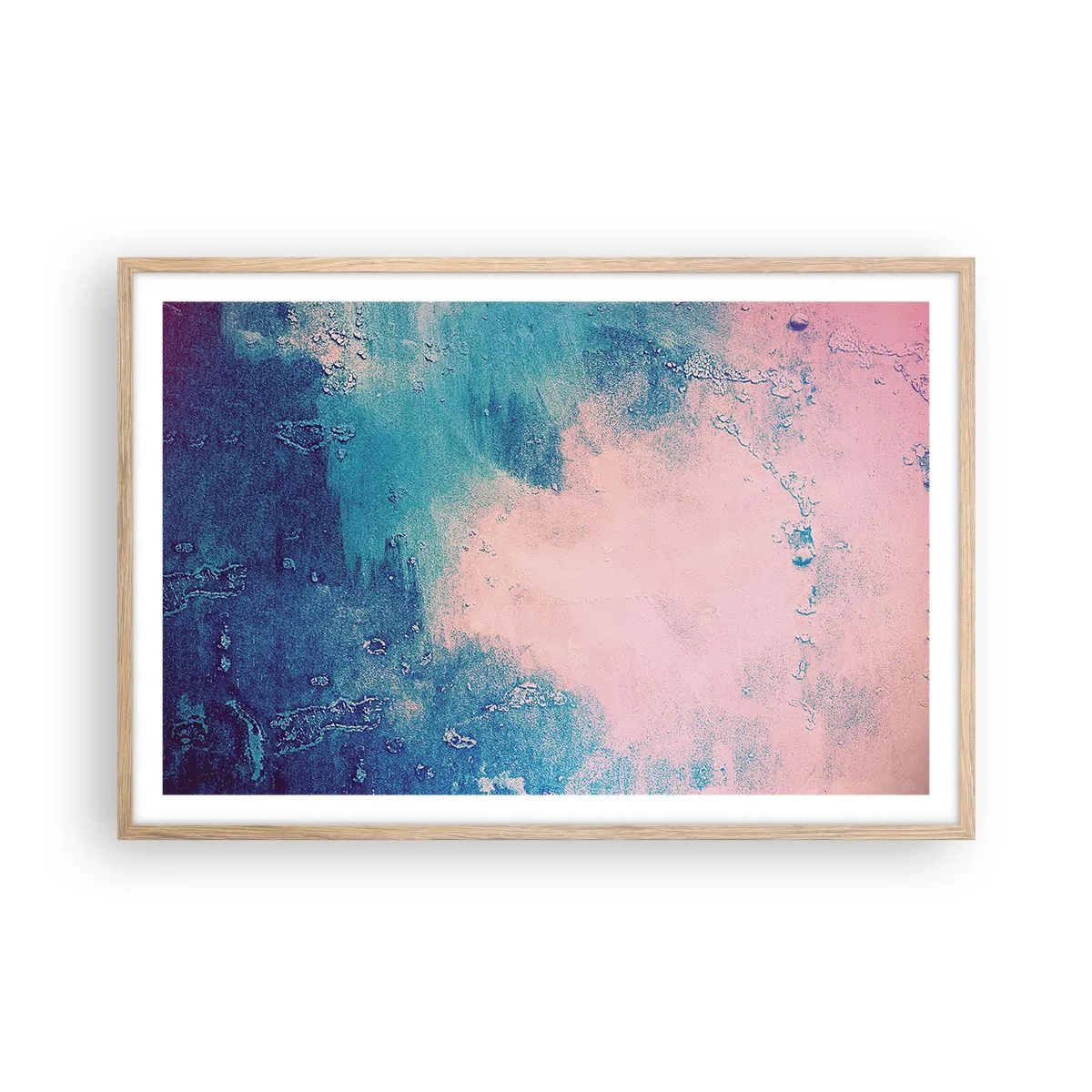 Plakat w ramie jasny dąb - Błękitne objęcia - 91x61 cm