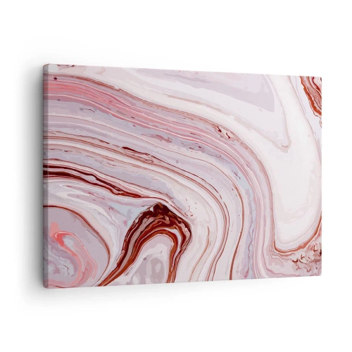 Obraz na płótnie - Abstrakcyjny wzór w kolorach różu i bieli - 70x50cm - Prosto, potem w prawo na dół - Nowoczesna dekoracja ścienna do salonu i sypialni ARTTOR