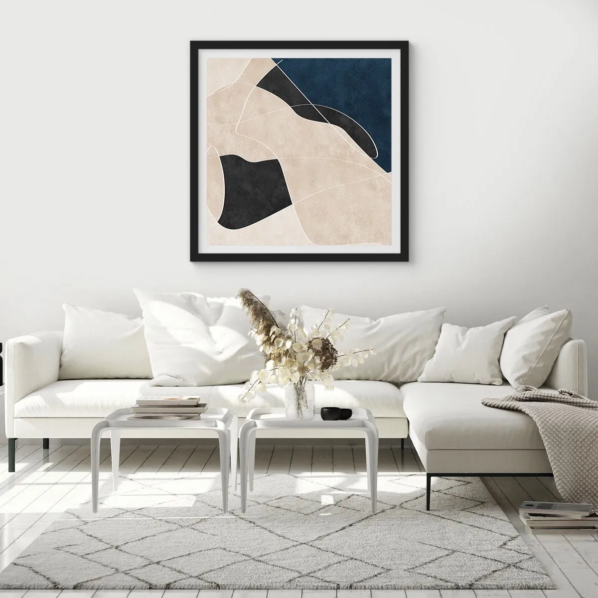 Plakat w czarnej ramie - Kompozycja abstrakcyjna – kontrast barw - 60x60 cm