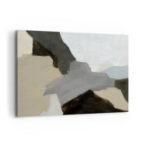 Obraz na płótnie - Abstrakcyjne formy w odcieniach beżu, brązu i szarości - 120x80cm - Abstrakcja: rozstaje szarości - Nowoczesna dekoracja ścienna do salonu, kuchni i sypialni ARTTOR