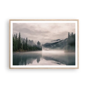 Plakat w ramie jasny dąb - W zadumie, we mgle - 100x70 cm