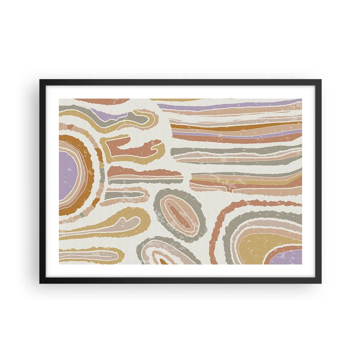 Plakat w czarnej ramie - Kolorowe przekroje abstrakcyjnych kształtów - 70x50cm - Barwne przekroje - Nowoczesna dekoracja ścienna do salonu i sypialni ARTTOR