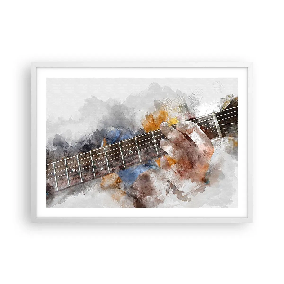 Plakat w białej ramie - Poezja między strunami - 70x50 cm