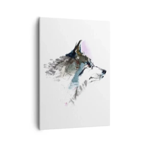 Obraz na płótnie - Akwarelowy profil wilka - 50x70cm - O wilku mowa - Nowoczesna dekoracja ścienna do salonu, kuchni i sypialni ARTTOR