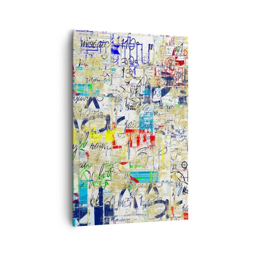 Obraz na płótnie - Abstrakcyjne graffiti z kolorowymi napisami i wzorami - 80x120cm - Po prostu cieszy oczy - Nowoczesna dekoracja ścienna do salonu i sypialni ARTTOR