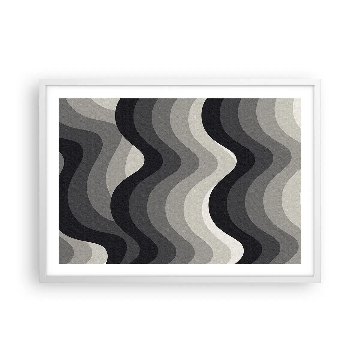 Plakat w białej ramie - Fala za falą - 70x50 cm