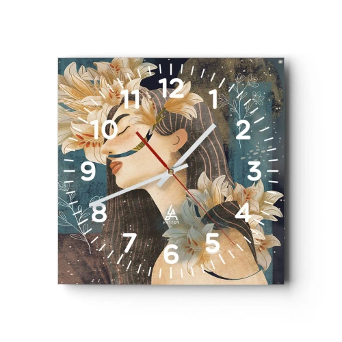 Zegar ścienny - Baśń o królewnie z liliami - 40x40 cm