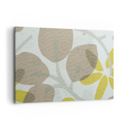 Obraz na płótnie - Abstrakcyjne liście w odcieniach beżu i żółci - 100x70cm - Kompozycja w pełnym słońcu - Nowoczesna dekoracja ścienna do salonu, kuchni i sypialni ARTTOR