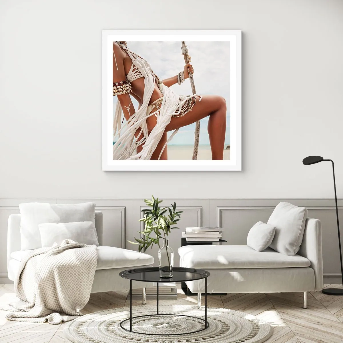 Plakat w białej ramie - Kapłanka słońca - 60x60 cm