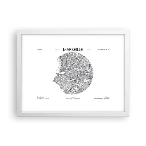Plakat w białej ramie - Anatomia Marsylii - 40x30 cm