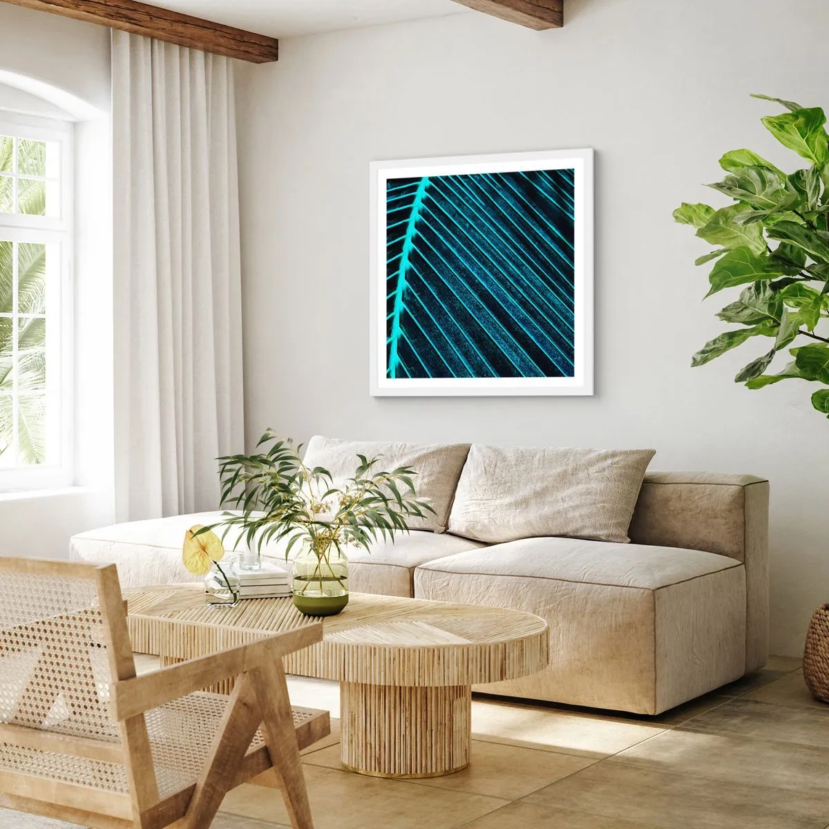 Plakat w białej ramie - Faktura zieleni - 30x30 cm