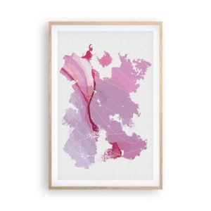 Plakat w ramie jasny dąb - Mapa różowego świata - 61x91 cm