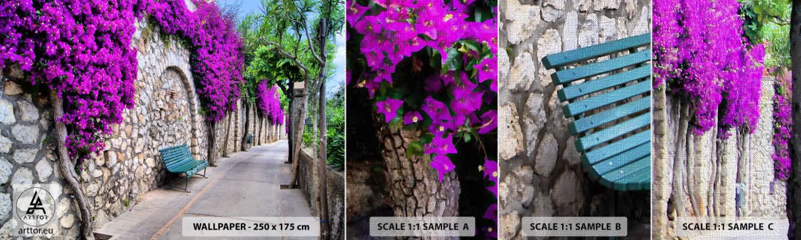 Fototapeta Próbka Premium Canvas - Spotkajmy się jak najprędzej - Miasto, Kwiaty, Włochy - 100x30 cm