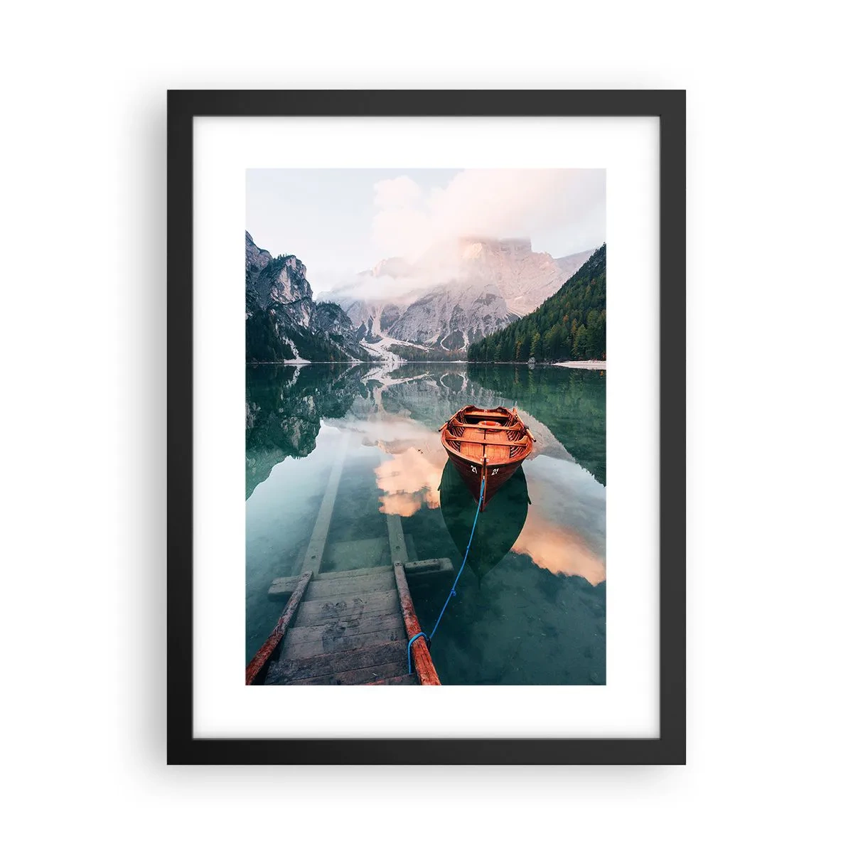 Plakat w czarnej ramie - Spokojny sen gór - 30x40 cm