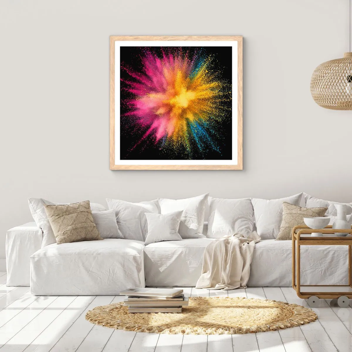 Plakat w ramie jasny dąb - Narodziny barw  - 40x40 cm